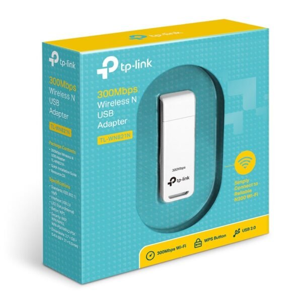 TP-LINK TL-WN821N 300 MBPS WiFi WI-FI Wireless N USB Adapter, MIMO, WPS Button, Supports Windows 11/10/8.1/8/7/XP, Mac OS 10.15 and Earlier, Linux